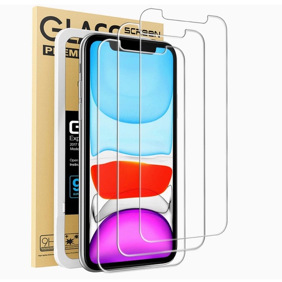 Screen Protector, Tempered Glass Film Apple iPhone 11 or iPhone XR, 3-Pack Clear - Picture 2 of 12